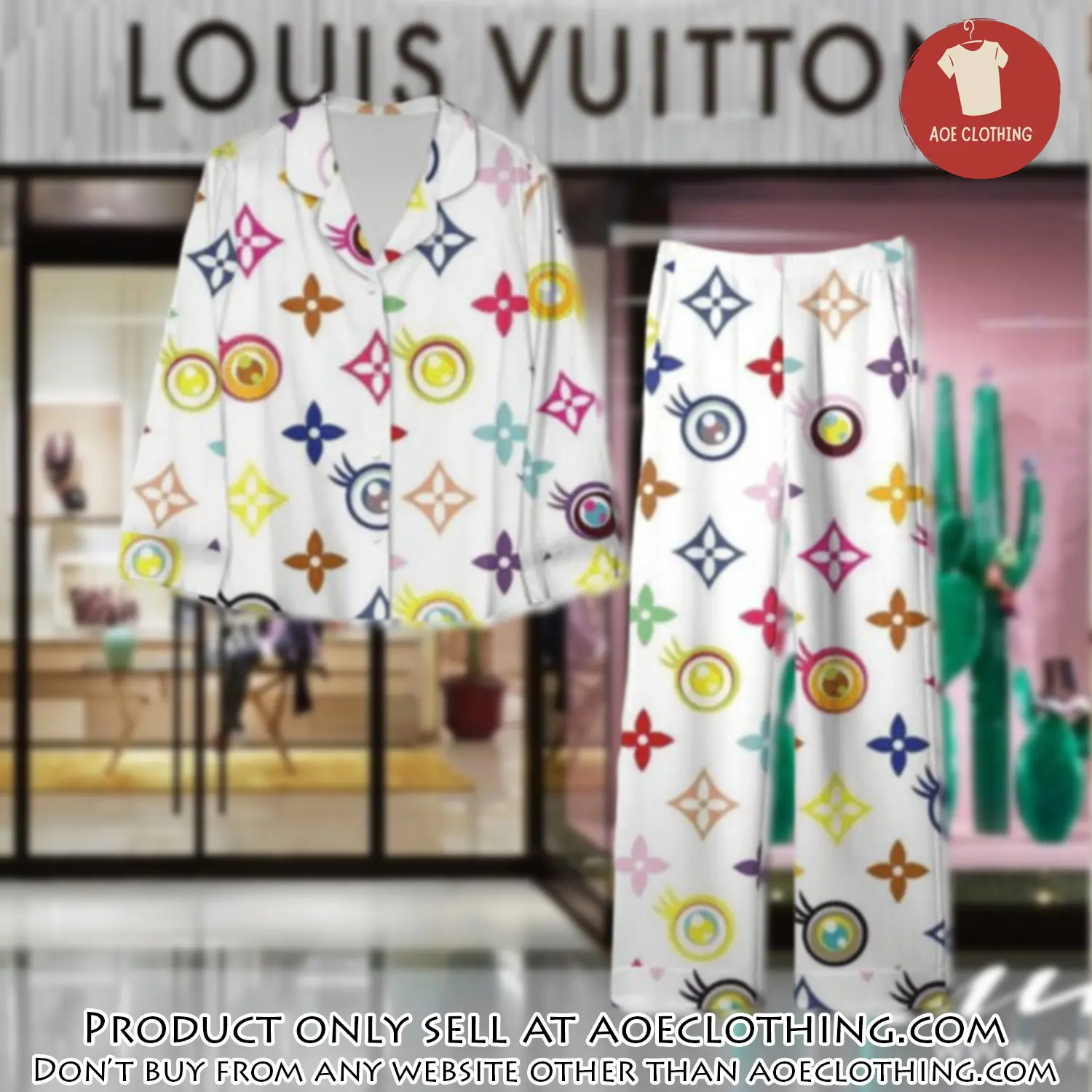 Trending luxury lv satin pajama set pjs1106 aoe2553951